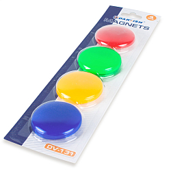 Магниты для доски d=4см цветные  4шт/уп,