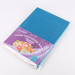 Набор пластичной замши с блёстками голубая А4 10л (фоамиран)