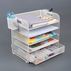 Лоток металлический 5 секций + выдвижная полка+2 навесных органайзера цвет белый