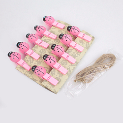 Прищепки "Божья коровка" декоративные деревянные 10 шт в наборе розовые