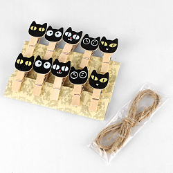 Прищепки декоративные деревянные  10шт/уп  "Черный кот" (набор)