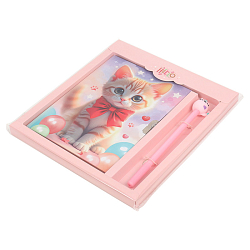 Блокнот 13,5*18 см 50л с замком "Котик с бантиком" с ручкой