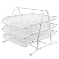 Лоток горизонтальный металлический 3 секции белый