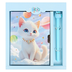 Блокнот 13,5*18 см 50л с замком "Кошечка" с ручкой