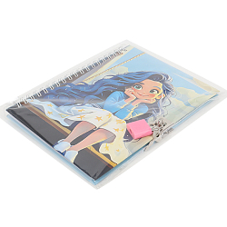 Блокнот 13*18 см 48л на спирали с замком "Девочка с синими волосами"