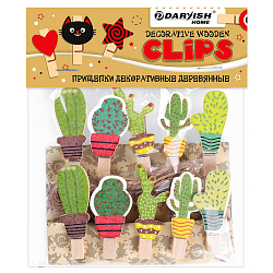 Прищепки декоративные деревянные  10шт/уп  "Кактус" (набор)