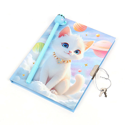 Блокнот 13,5*18 см 50л с замком "Кошечка" с ручкой