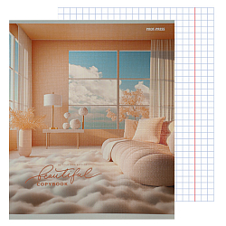 Тетрадь  48л кл. "Peach fuzz" обложка лён