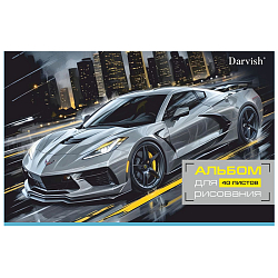 Альбом для рисования 40л на склейке "Стильное авто-2"   плотность 100гр/м2  РБ