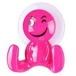 Крючок декоративный пластиковый 7*7,5см на присоске "Человечек" цвет ассорти