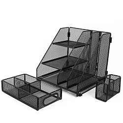 Лоток металлический 5 отделений + выдвижная полка+навесной органайзер цвет чёрный