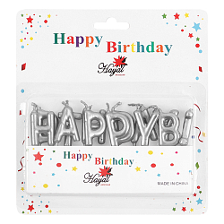 Свечи для торта "Happy birthday" цвет серебро