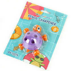 Точилка пласт. с подставкой для карандашей "Черепашка" ассорти