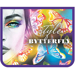 Папка  для тетрадей  А5 на молнии, фольгинированный картон  Радужные бабочки