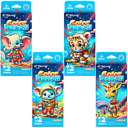 Карандаши 12цв трёхгранный корпус "Космические животные"