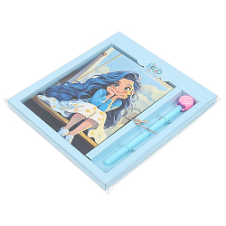 Блокнот 13,5*18 см 50л с замком "Девочка с синими волосами" с ручкой