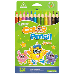 Карандаши 12цв трёхгранный корпус "Весёлые зверята"