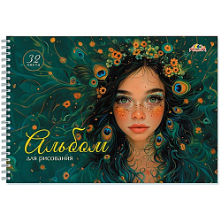 Альбом для рисования 32л. на гребне "Девушка Жар-птица"