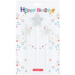 Свечи "Звездочки" 3шт. в наборе. Цвет - золото или серебро