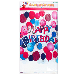 Праздничное украшение скатерть 180*108см "Happy birthday" полиэтиленовая ассорти