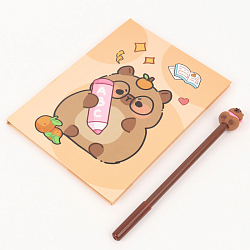 Блокнот 13*18см 50л в клетку + ручка "Капибара"