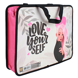 Папка детская с ручками А4 пласт. с рисунком на молнии Современная красавица