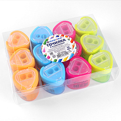 Точилка пласт. "Darvish" 2 отдел. с контейнером (треугольная)