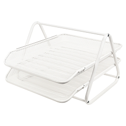 Лоток горизонтальный металлический 2 секции белый