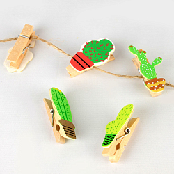 Прищепки декоративные деревянные  10шт/уп  "Кактус" (набор)