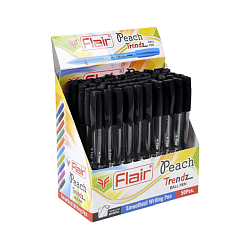 Ручка шар. чёрная  "Flair" PEACH TRENDZ, пластик, 1.0мм, трехгранный корпус