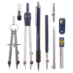 Готовальня  9 предм. "Darvish" (цирк.+измер.цирк.+рейсф.+удлин.+насадка для рейсф.+мех.каранд.+точил