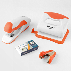 Набор  канцелярский (дырокол,степлер№24,скобы№24,антистеплер) в блистере с европодвесом