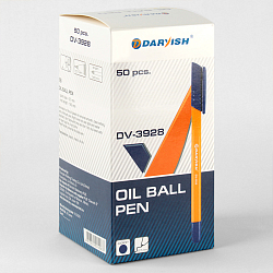 Ручка шар. синяя на масляной основе "Darvish" корпус трёхгранный оранжевый