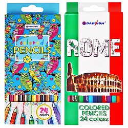 Карандаши 24цв "Darvish" "Достопримечательности городов" , "Совята" корпус шестигранный (набор)