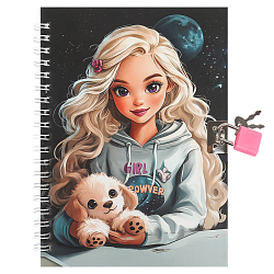 Блокнот 13*18 см 48л на спирали с замком "Девочка со щенком"