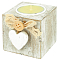 Свеча "шайба" в деревянном  кубе с декором "Сердечко" ассорти