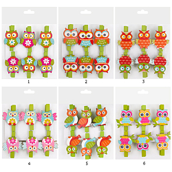 Прищепки "Совята" декоративные деревянные  6 шт в наборе, ассорти