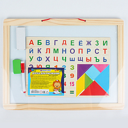 Доска для рисования двусторонняя 44*33см (доска,мелки,губка,магниты,маркер)