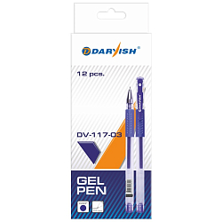Ручка гелевая синяя "Darvish" корпус прозрачный с резиновым держателем