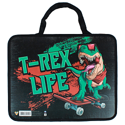 Папка детская с ручками А4 пласт. с рисунком на молнии T-Rex