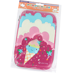 Пенал 1 отделение "ICE CREAM" 22*15*5см (малиновый)
