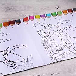 Раскраска-книжка по номерам 28*28см "Динозаврики"