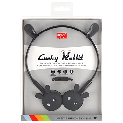 Наушники "Зайчики" накладные проводные с микрофоном - ободок черные