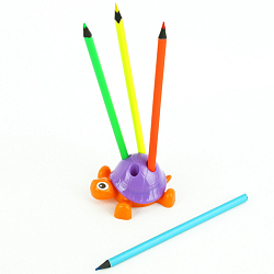 Точилка пласт. с подставкой для карандашей "Черепашка" ассорти