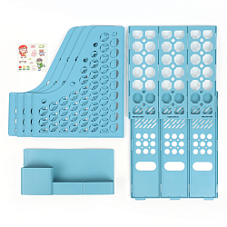 Лоток вертикальный 3 отделения с горизонтальными отсеками голубой