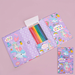 Раскраска с карандашами  (комплект 2 раскраски (10*18см)+ 10 цв.карандашей) (4вида)