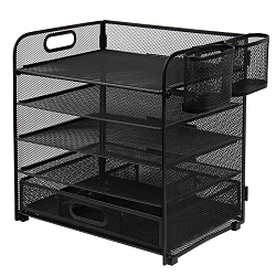 Лоток металлический 5 секций + выдвижная полка+2 навесных органайзера цвет чёрный