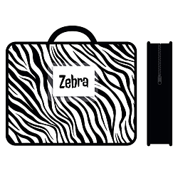 Папка детская с ручками А4 пласт. с рисунком на молнии  Zebra