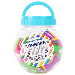 Точилка пласт. "Darvish" ассорти  в пластиковой банке