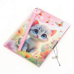 Блокнот 13,5*18 см 50л с замком "Очаровательный котенок" с ручкой